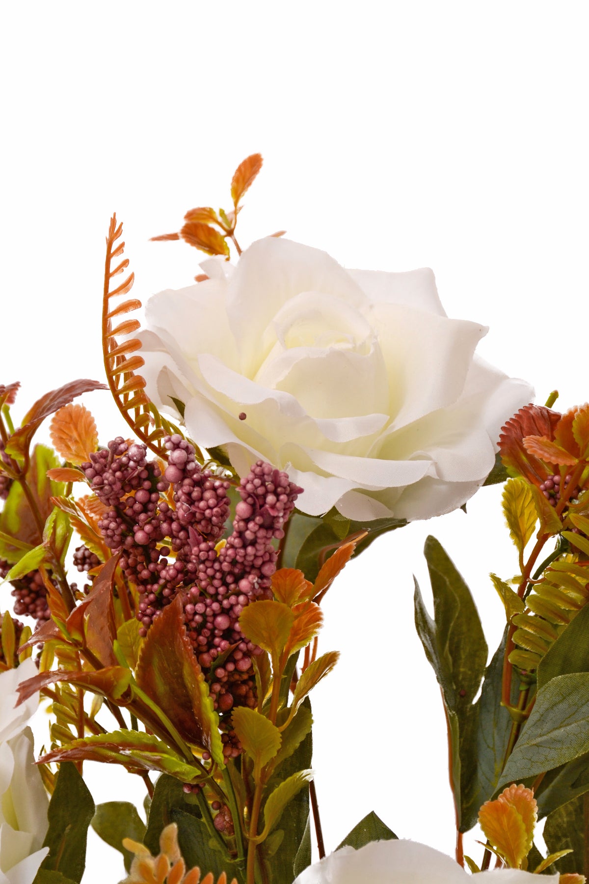19" Artificial Mixed Rose Bush White