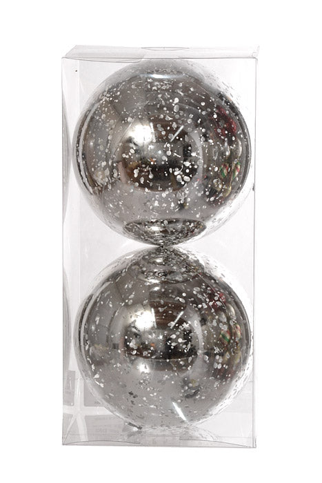 150Mm Shiny Ball Mercury Ornament (Silver) Pkg/2