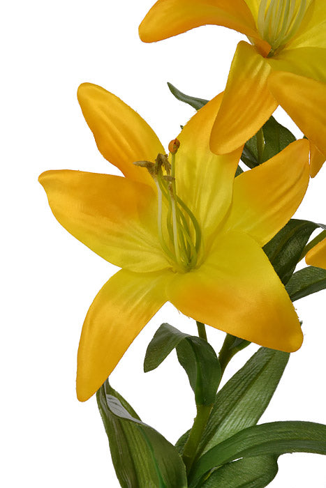 28" Silk Garden Lily Spray Dark Yellow