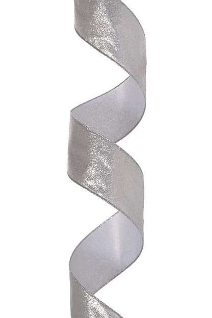 2.5" X 10Yds Wired All Glitter Ribbon Silver