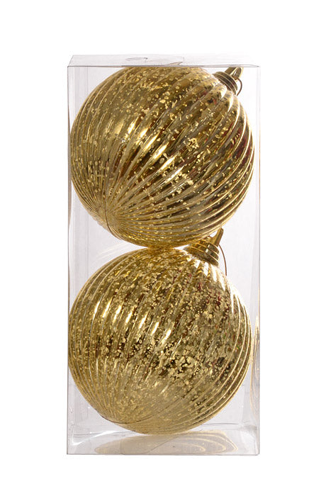 150Mm Vertical Stripe Ball Ornament Mercury (Gold) Pkg/2