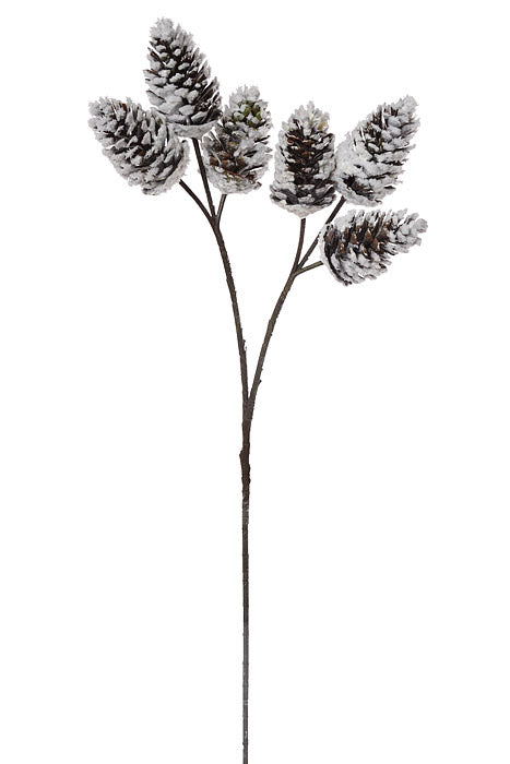 32" Snowed Pine Cone Spray Brown/White