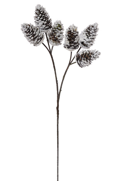 32" Snowed Pine Cone Spray Brown/White