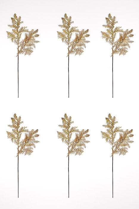23" Glitter Pine Spray Gold Pkg/6