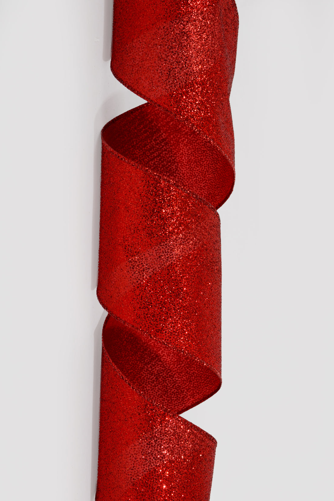 4" X 50Yds Wired Glittered Satin Ribbon Red