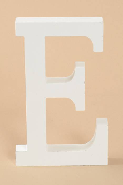 8" Wooden Letter E White