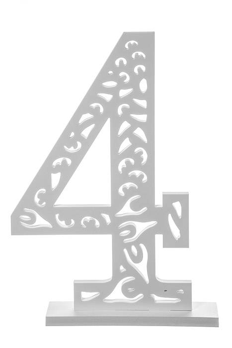 19.75"h White Carved Number "4"