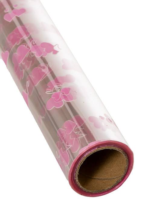 30" X 100ft Hearts Krystal Phane Roll Pink /clear