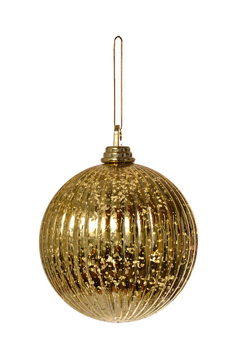 150Mm Vertical Stripe Ball Ornament Mercury (Gold) Pkg/2