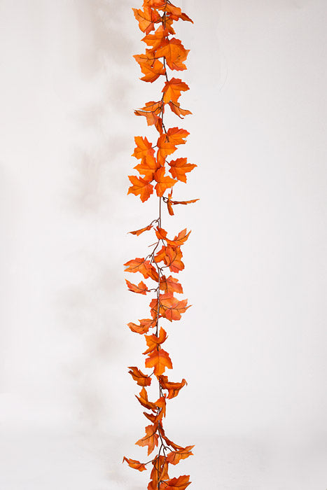 6Ft Maple Leaf Garland Orange