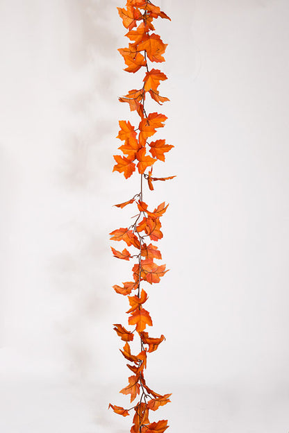 6Ft Maple Leaf Garland Orange