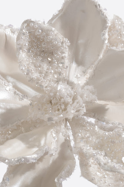 26" Shimmering W/Pearls Magnolia Stem White