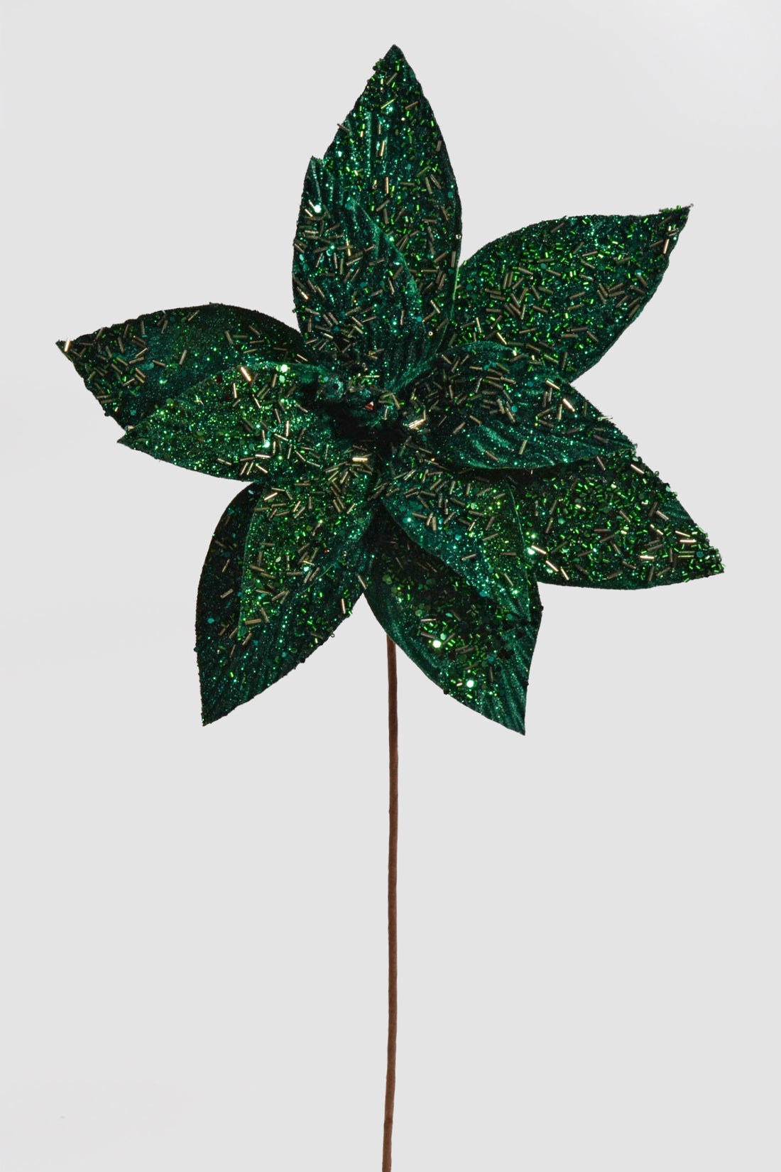 25" X 14" Poinsettia Stem Emerald Green