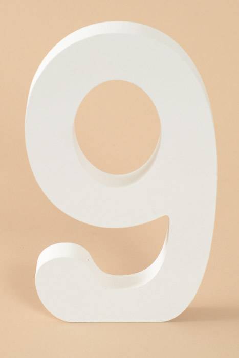 8" Wooden Number 9 White
