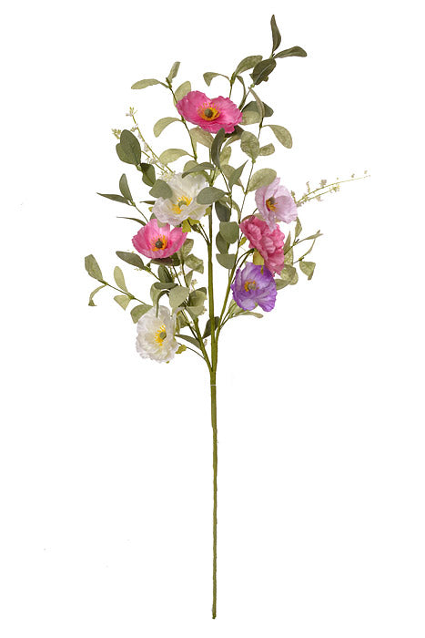 33&quot; Poppy Spray Pink/White/Purple