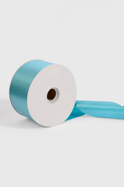 2-3/4" X 100Yds Floral Satin Ribbon Turquoise