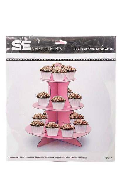 11.75" X 14" Cake Stand 3 Tier Pink