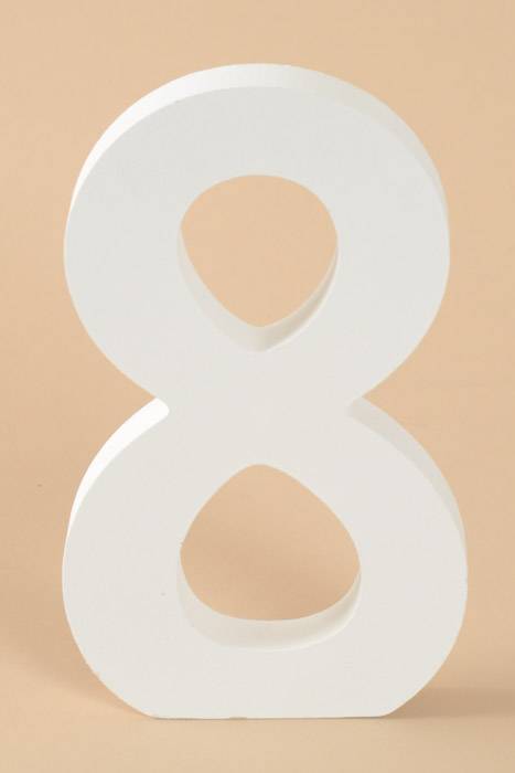 8" Wooden Number 8 White