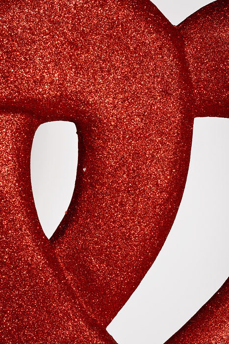 14.5" Glitter Double Open Heart Hanging Red