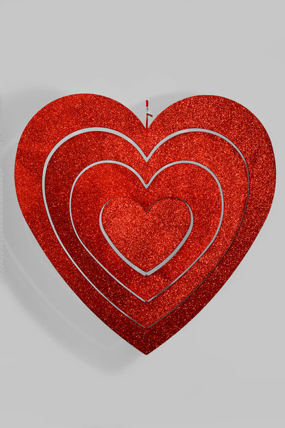 34" Foam Board 4 Layer Heart Shape Red Glitter