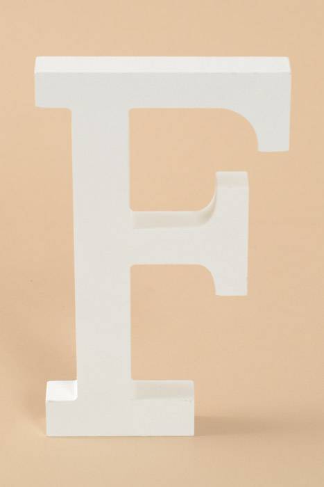 8" Wooden Letter F White