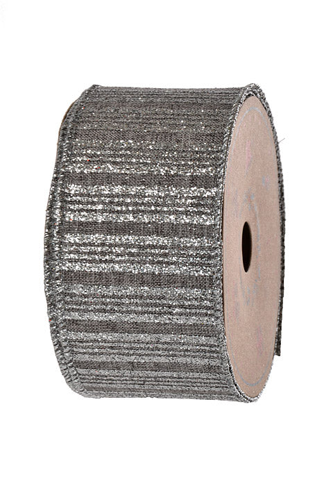 2.5" X 10Yds Wired Ribbon With Glitter Silver