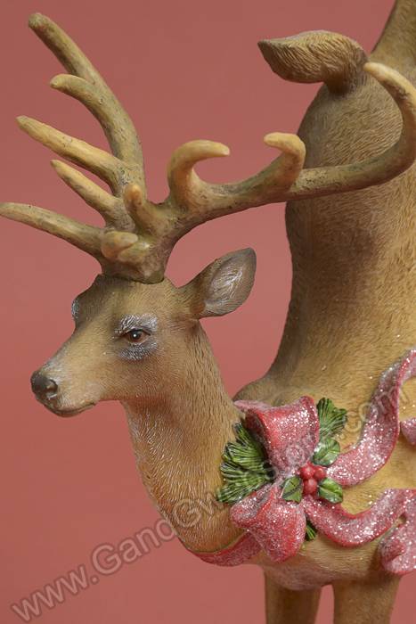 18.5" Resin Hopping Xmas Deer Brown/red
