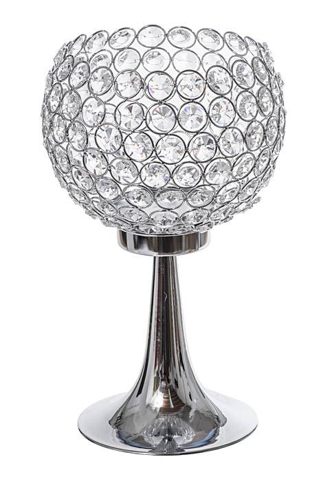 13" Crystal Candle Holder Silver