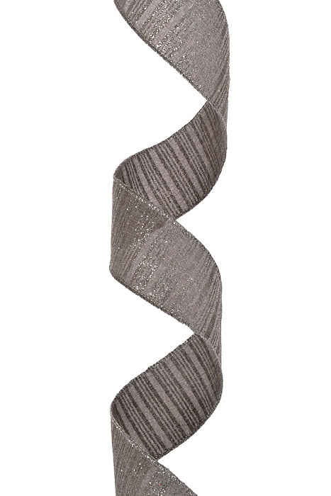 2.5" X 10Yds Wired Ribbon With Glitter Silver