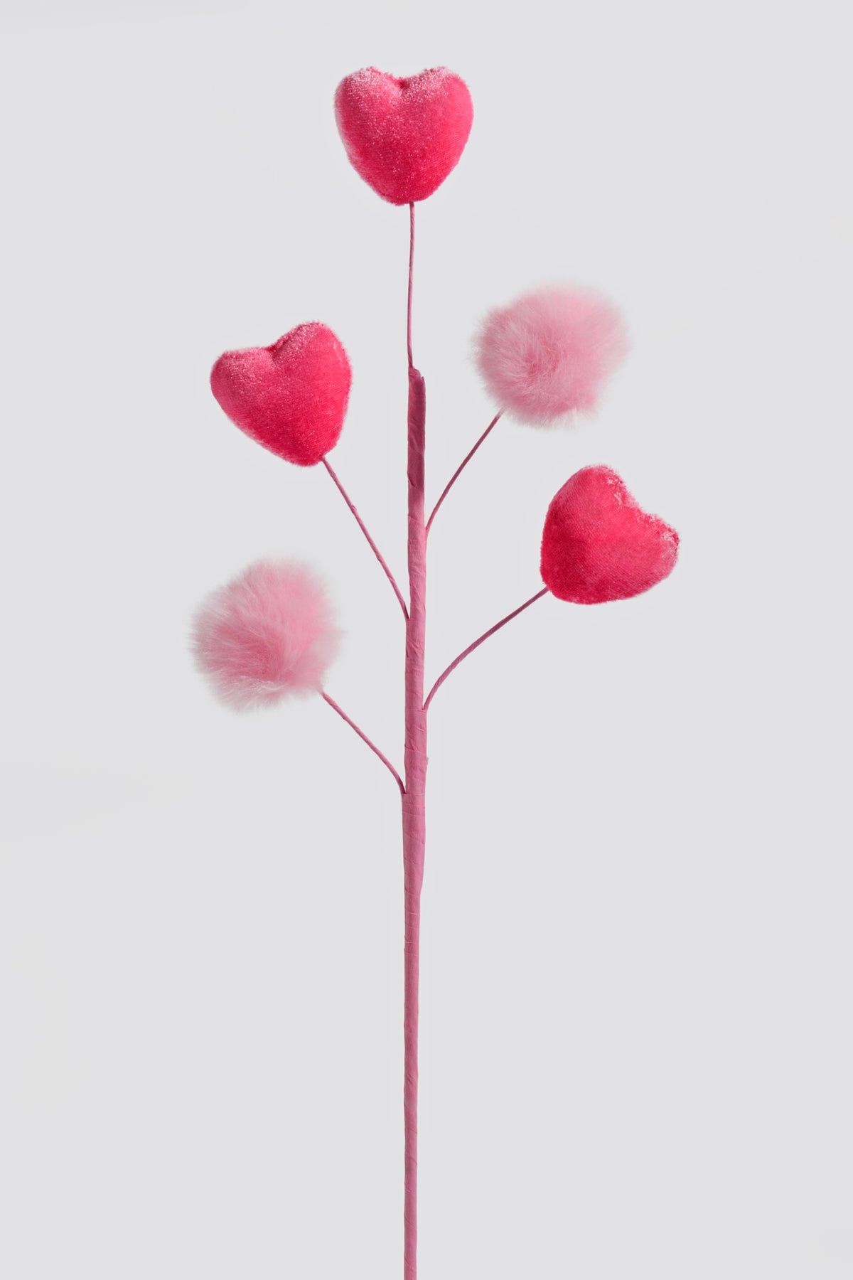 19" Heart Pompom Spray Hot Pink