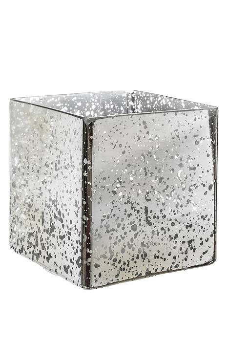 4.9" X 4.9" Mercury Square Glass Vase Silver