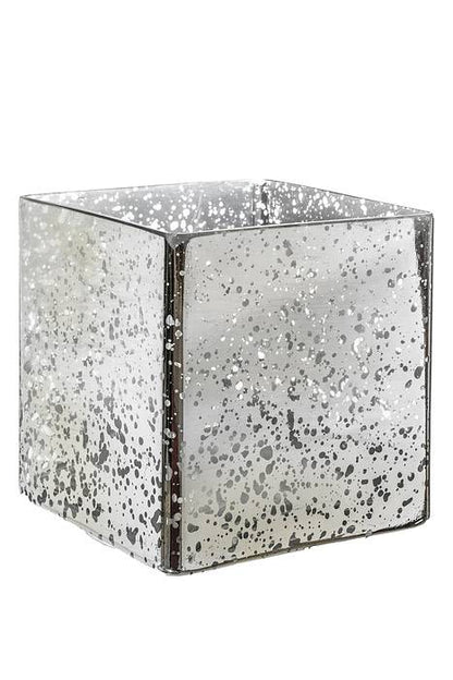 4.9" X 4.9" Mercury Square Glass Vase Silver