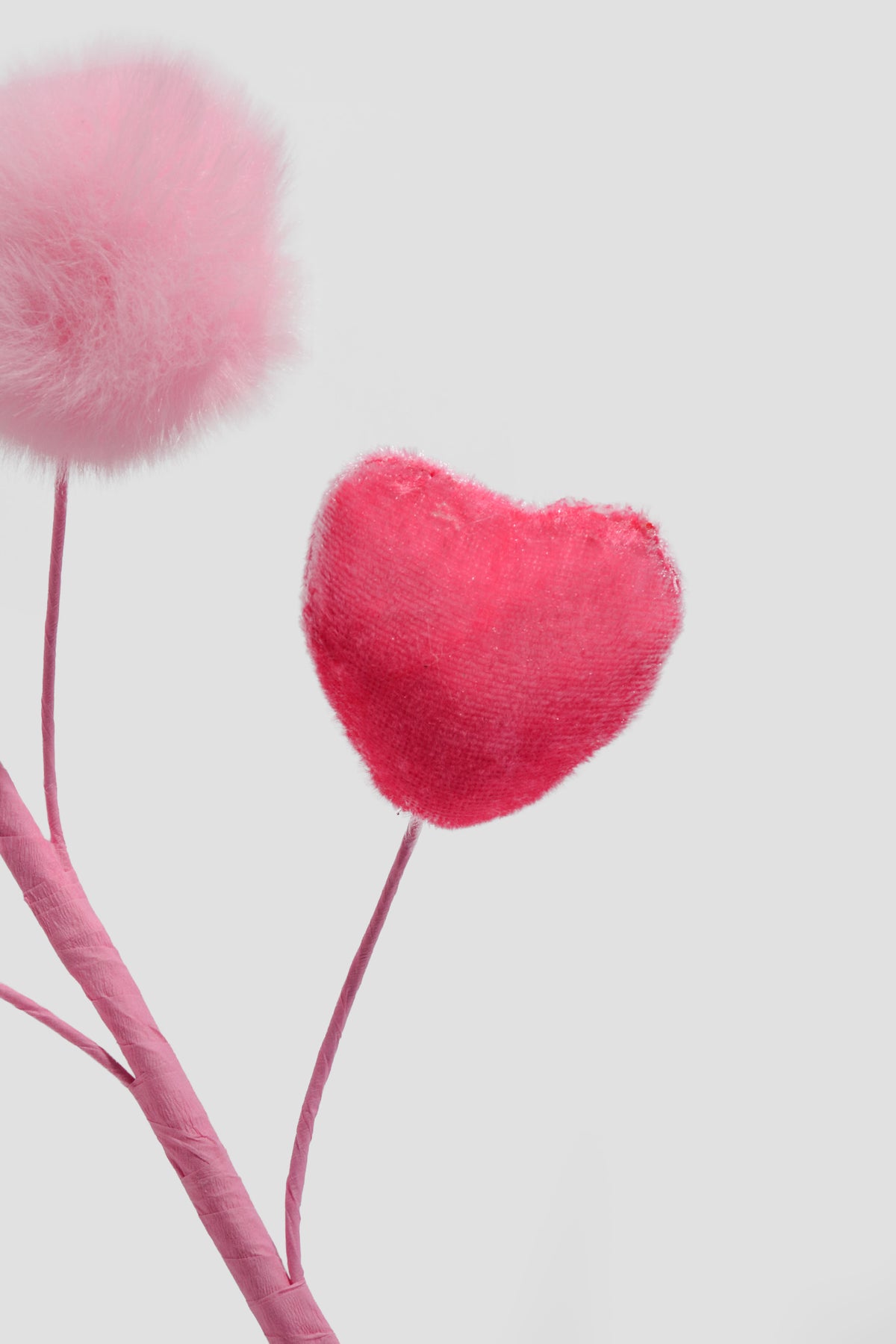 19" Heart Pompom Spray Hot Pink