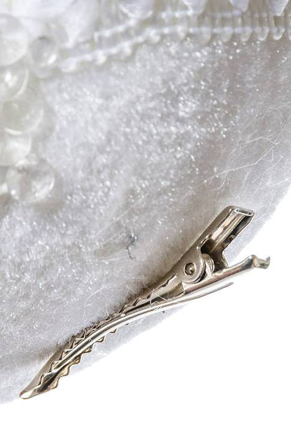 14" Velvet/pearl Feather Bird W/clip