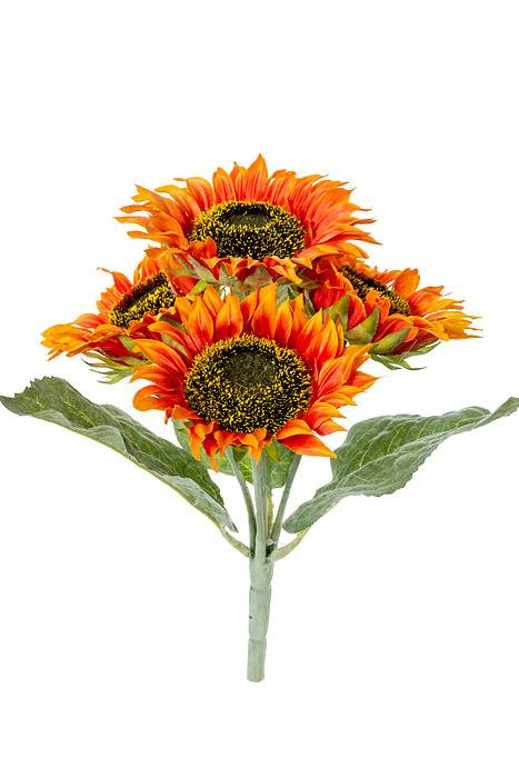 11&quot; Silk Sunflower Bush Orange x 4