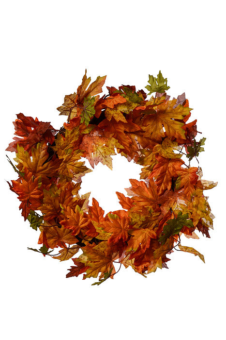 22" Maple Wreath Orange/Green