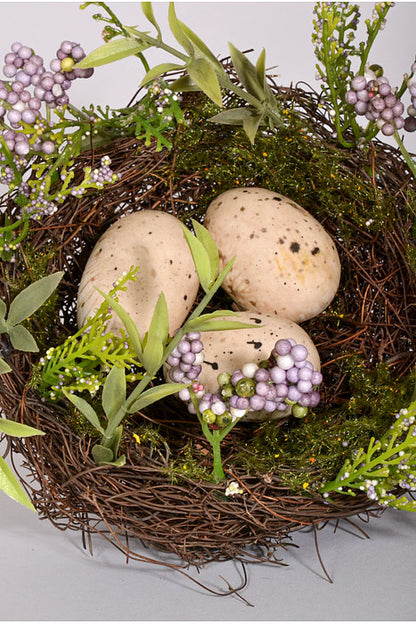 4.5" Bird Nest With Eggs Lavender/Green/Brown