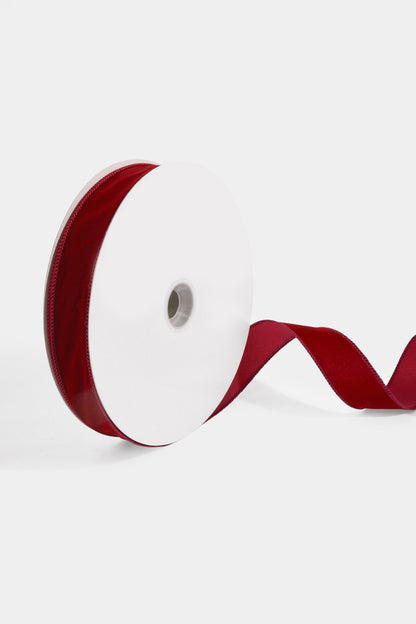 1.5" x 50Yds Wired Velvet Matching Edge Burgundy