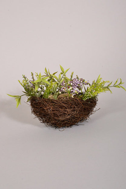 4.5" Bird Nest With Eggs Lavender/Green/Brown