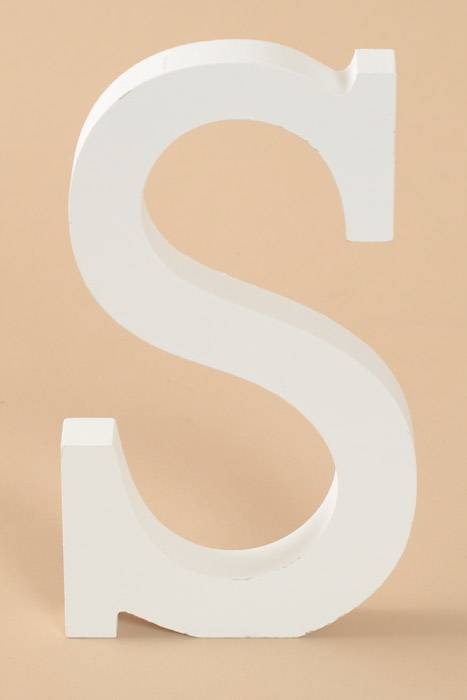 8" Wooden Letter S White