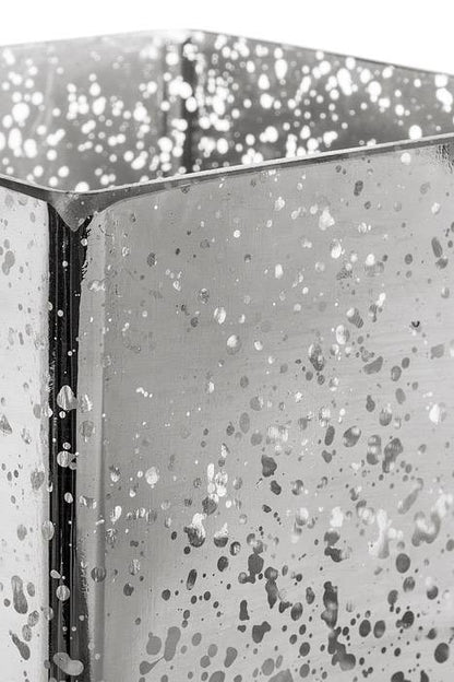 4" X 4" Mercury Square Glass Vase Silver