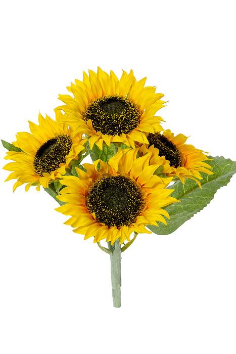 11" Silk Sunflower Bush Yellow x 4