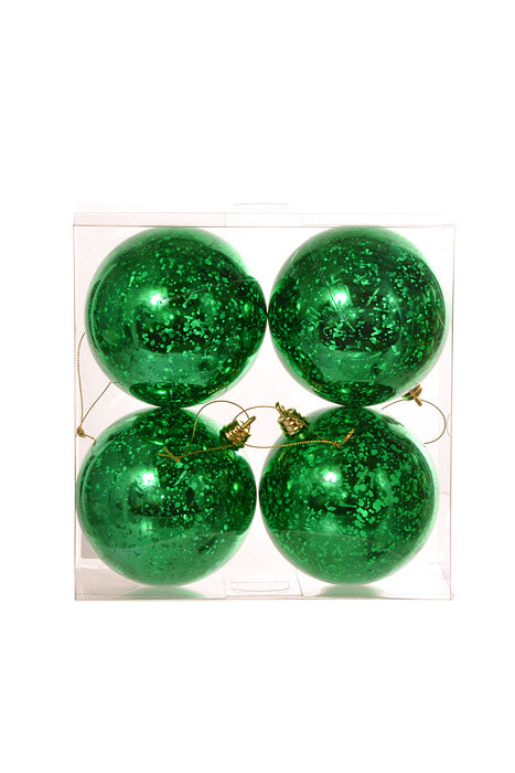100Mm Shiny Ball Mercury Ornament (Green) Pkg/4