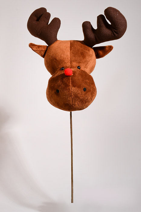25" Reindeer Face Stem Brown