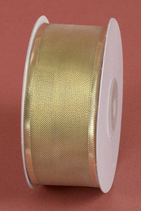 1.5" X 25yds Organza W/metallic Edge Wired Ribbon Gold