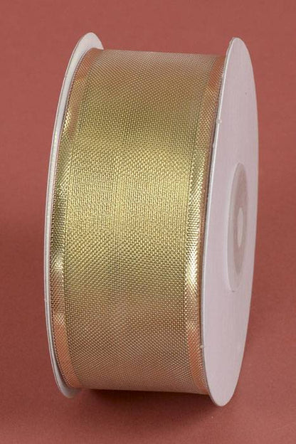 1.5" X 25yds Organza W/metallic Edge Wired Ribbon Gold