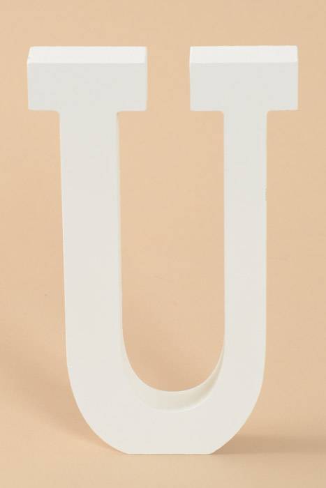 8" Wooden Letter U White