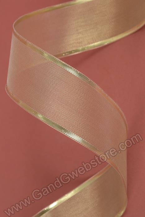 1.5" X 25yds Organza W/metallic Edge Wired Ribbon Gold