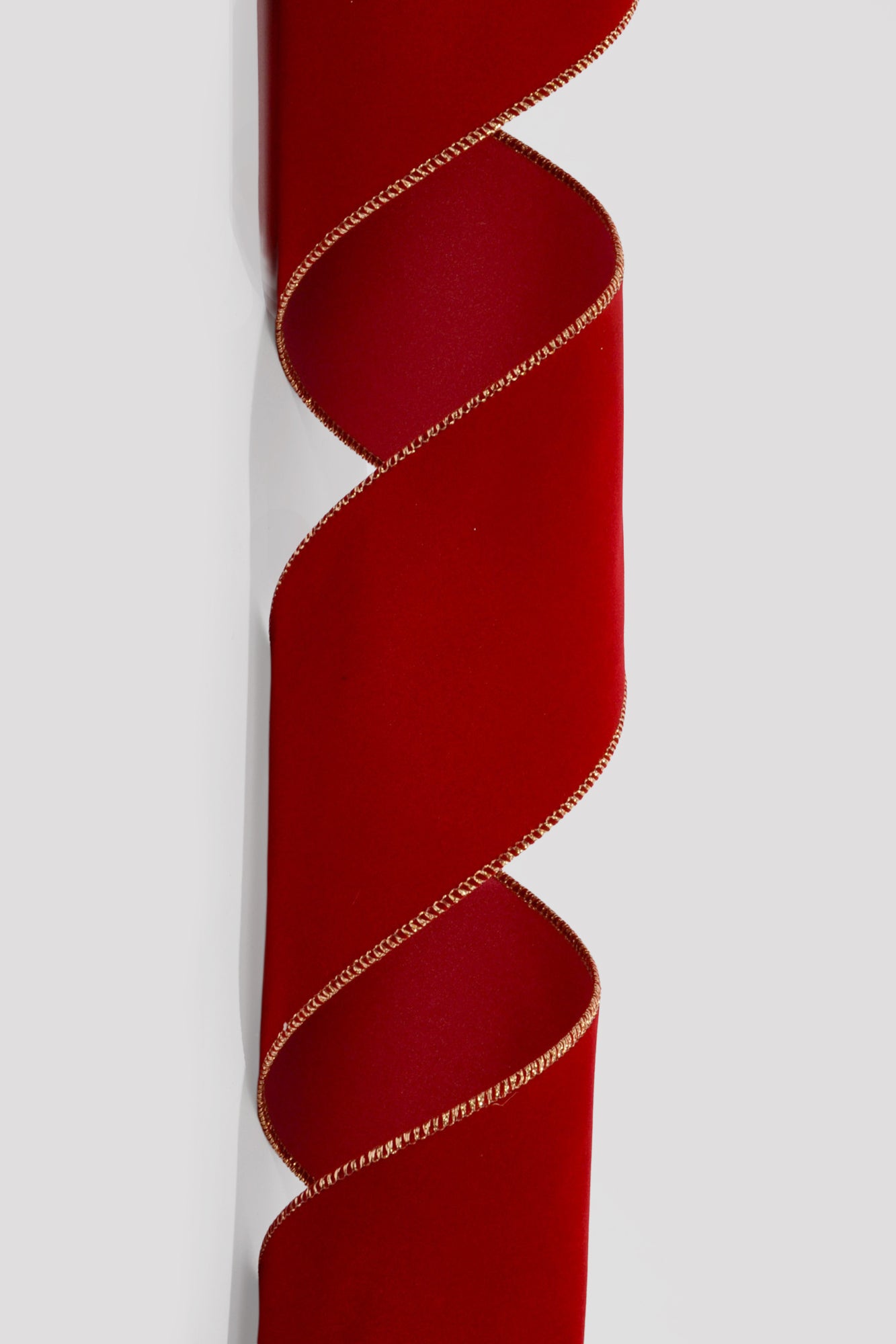 4" x 50Yds Wired Velvet W/Edge Ribbon Dark Red/Gold