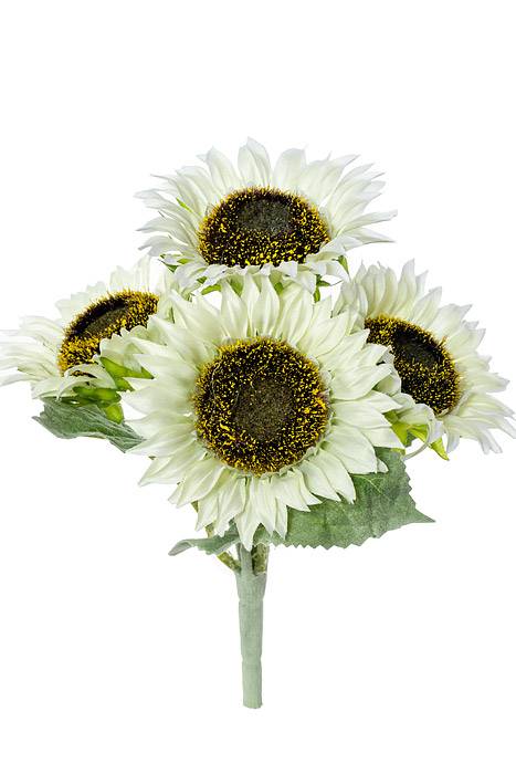 11" Silk Sunflower Bush Cream x 4